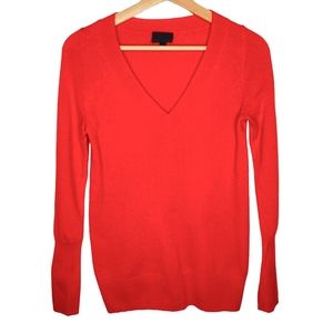 J. Crew Collection Italian Cashmere Red Orange V-neck Sweater XS